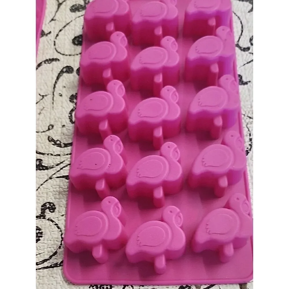 Pink Silicone Flamingo Candy & Ice Cube Mold Set